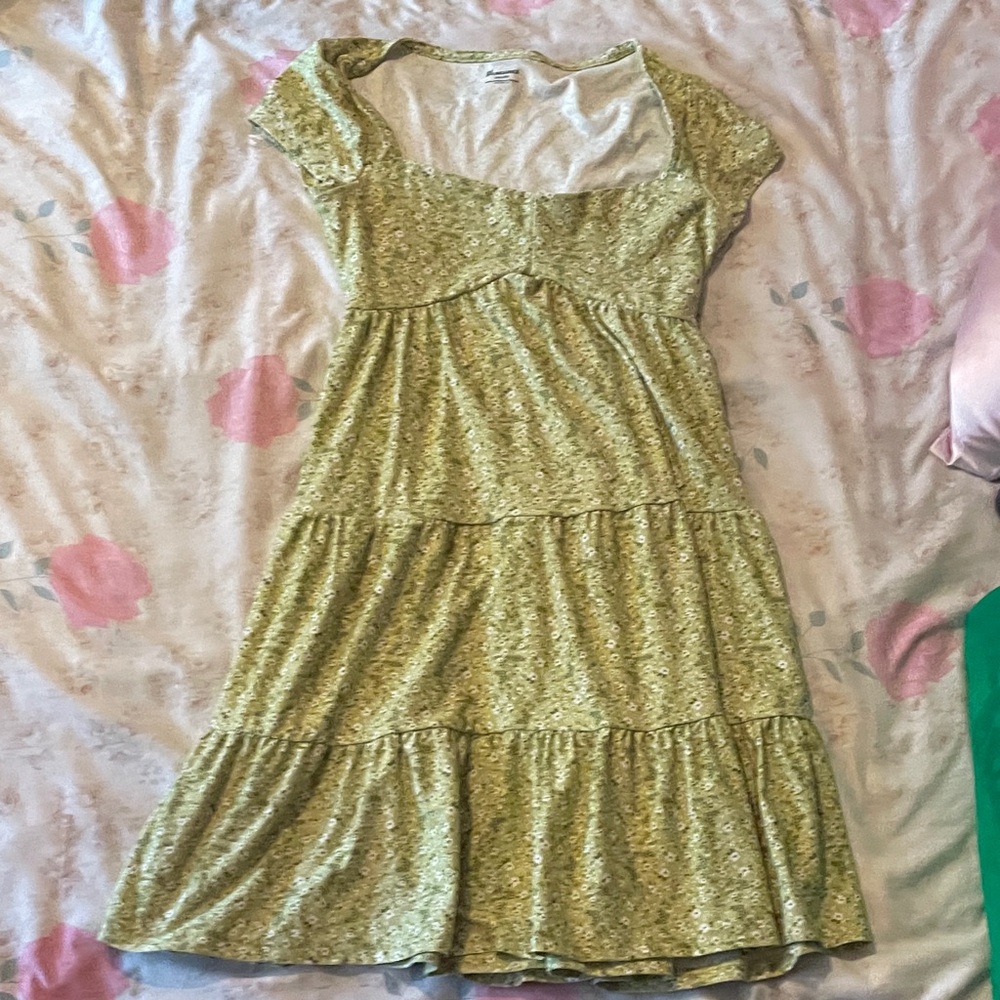 No Boundaries Green Floral Casual Kids Dress